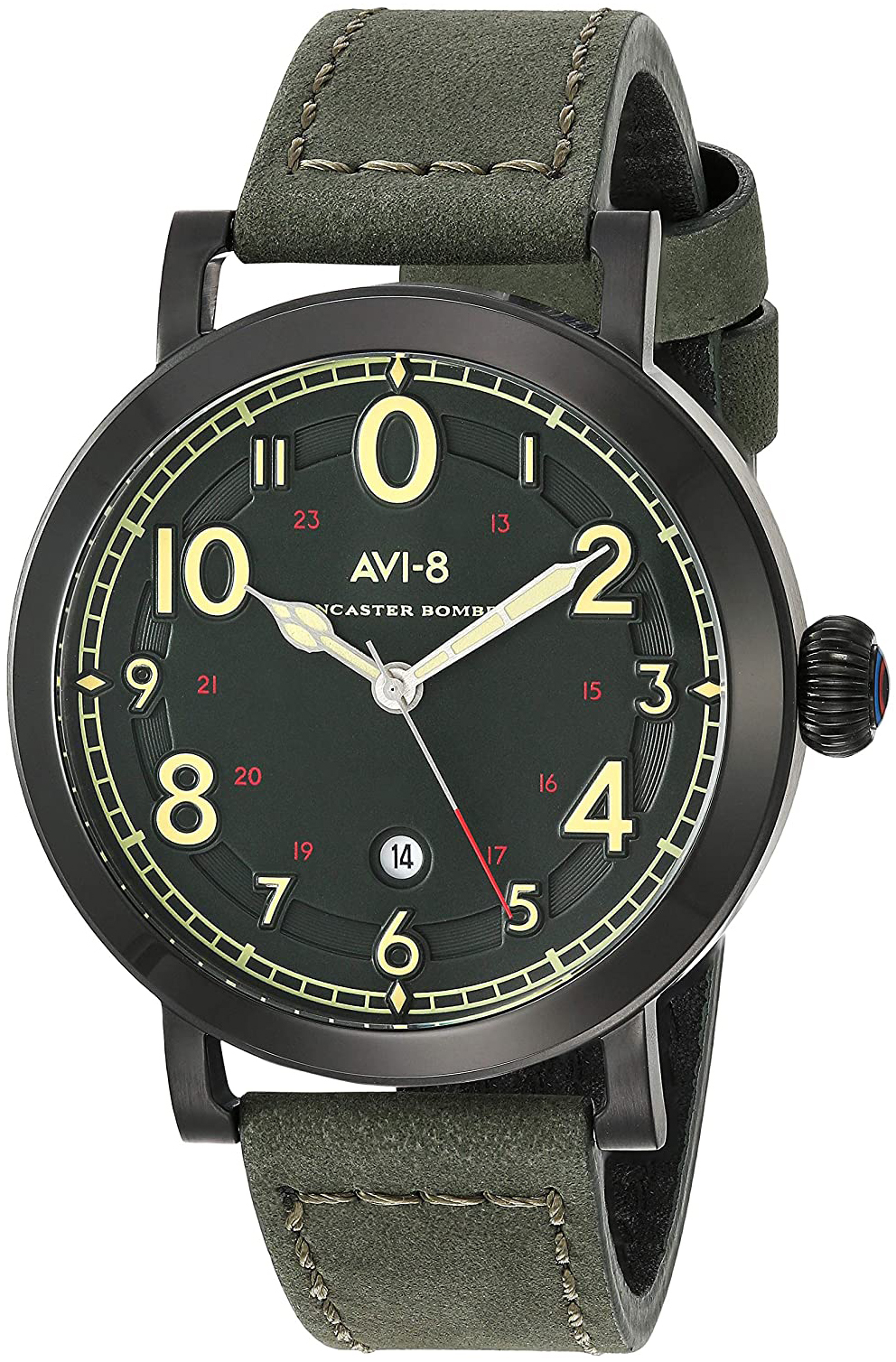 AVI-8 Lancaster Bomber Miesten kello AV-4067-03 Vihreä/Nahka Ø44 mm