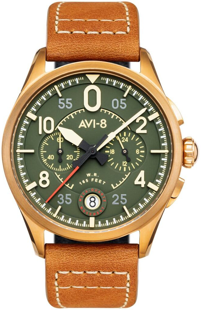 AVI-8 Miesten kello AV-4089-02 Spitfire Vihreä/Nahka Ø42 mm