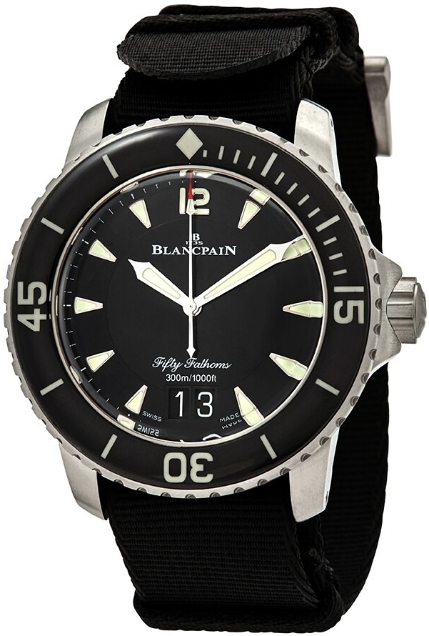 Blancpain Miesten kello 5015-12B30-NABA Fifty Fathoms Musta/Tekstiili