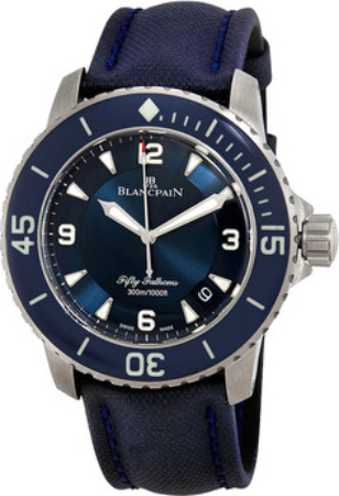 Blancpain Miesten kello 5015-12B40-O52A Fifty Fathoms Sininen/Nahka