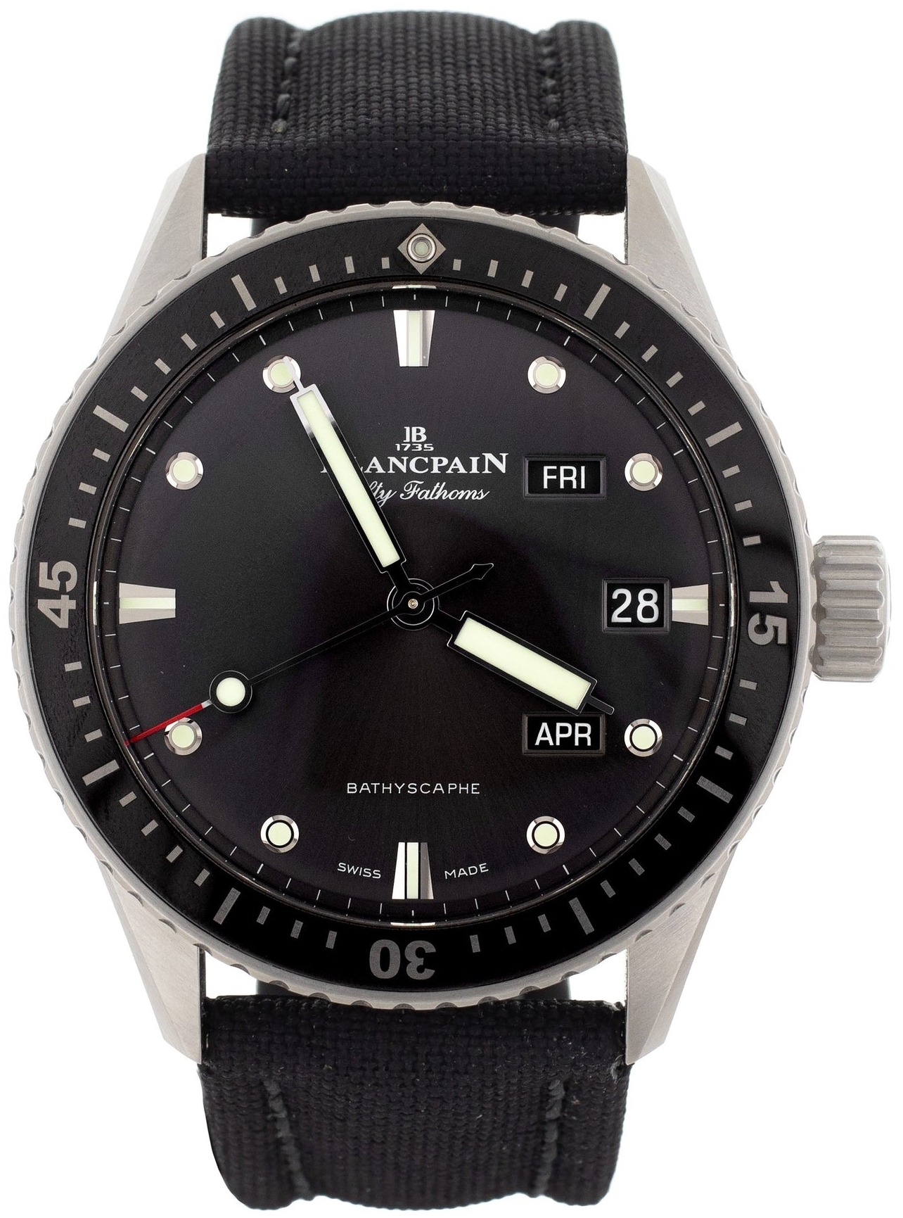 Blancpain Miesten kello 5071-1110-B52A Fifty Fathoms Musta/Nahka Ø43