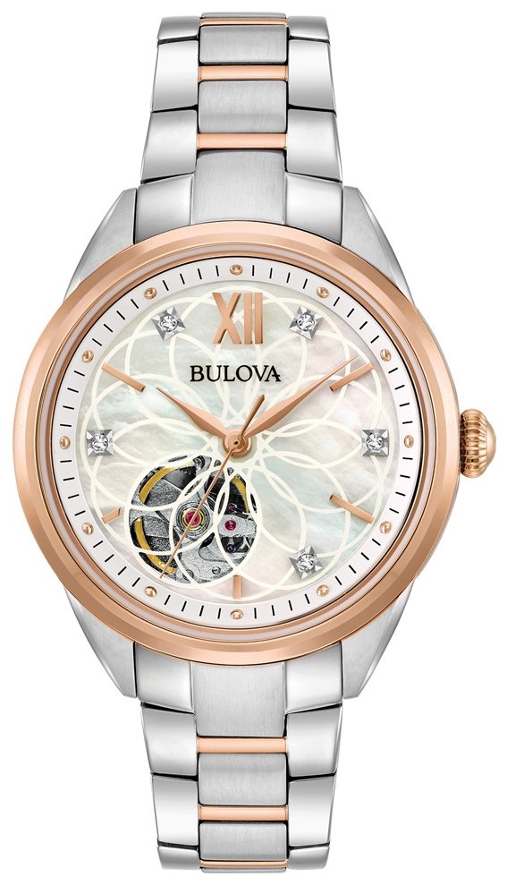 Bulova Naisten kello 98P170 Valkoinen/Punakultasävyinen Ø35 mm