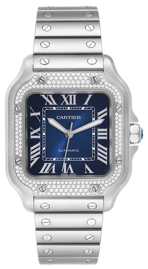 Cartier Naisten kello W4SA0006 Santos De Sininen/Teräs