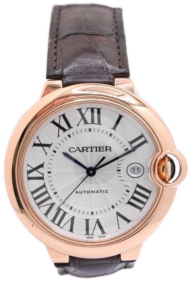 Cartier Miesten kello WGBB0017 Ballon Blue Hopea/Nahka Ø42 mm