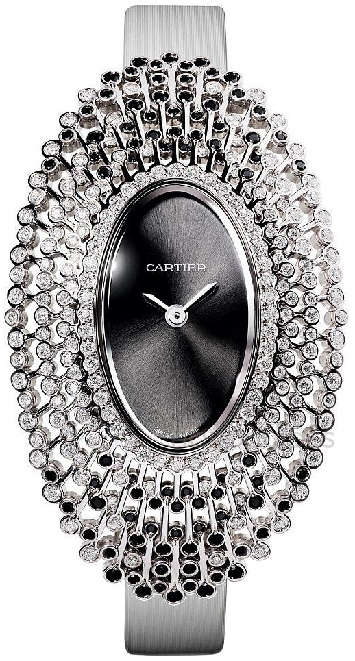 Cartier Baignoire Naisten kello WJLI0006 Musta/Satiini