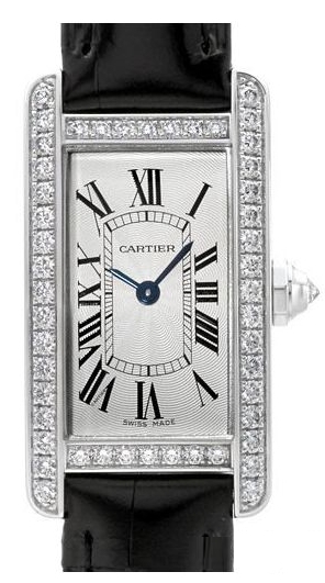 Cartier Miesten kello WJTA0003 Tank Americaine Hopea/Nahka