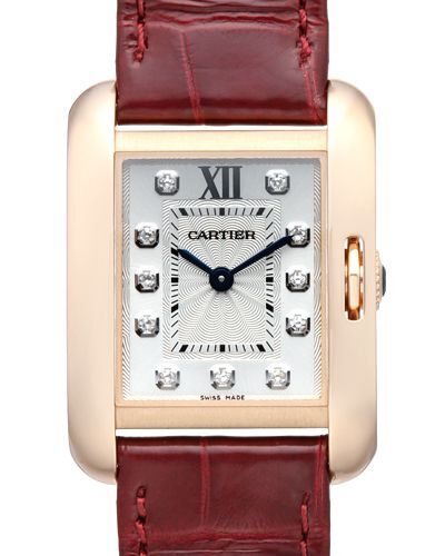 Cartier Tank Anglaise Naisten kello WJTA0007 Hopea/Nahka