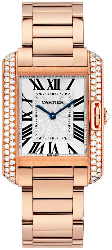 Cartier Tank Anglaise Naisten kello WT100027 Hopea/18K punakultaa