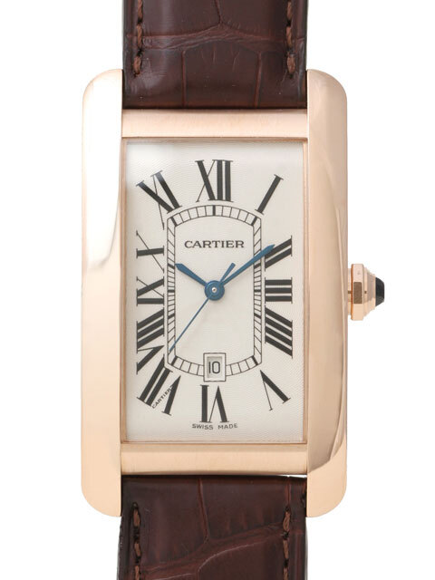 Cartier Miesten kello W2609156 Tank Americaine Large Hopea/Nahka