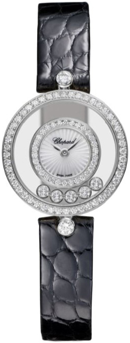 Chopard Naisten kello 203957-1214 Happy Diamonds Valkoinen/Nahka