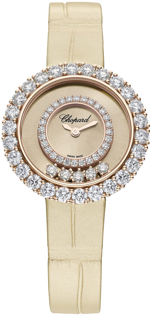 Chopard Naisten kello 205369-5002 Happy Diamonds Beige/Nahka Ø29 mm