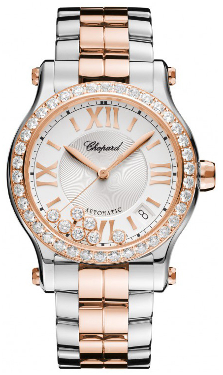 Chopard Naisten kello 278559-6004 Happy Sport Hopea/18K punakultaa