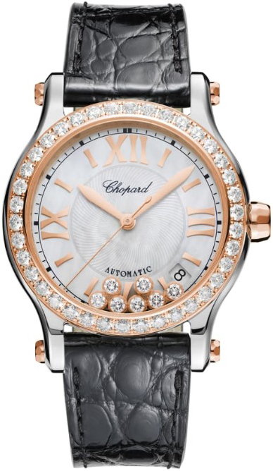 Chopard Naisten kello 278559-6006 Happy Sport Valkoinen/Nahka Ø36 mm