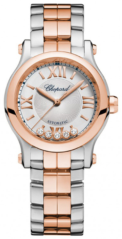 Chopard Naisten kello 278573-6002 Happy Sport Hopea/18K punakultaa