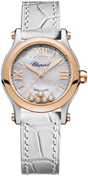 Chopard Naisten kello 278573-6018 Happy Sport Valkoinen/Nahka Ø30 mm