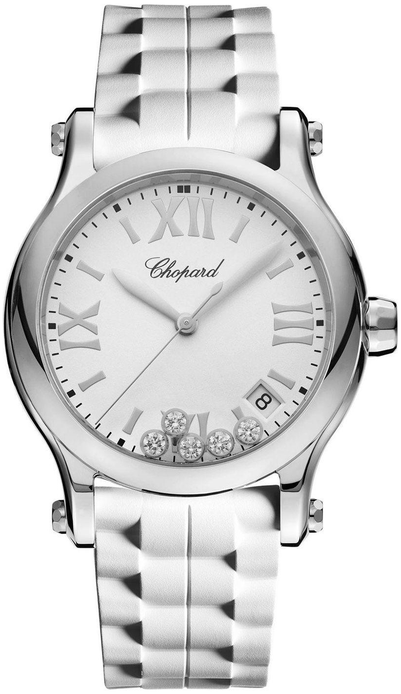 Chopard Naisten kello 278582-3001 Happy Sport Valkoinen/Kumi Ø36 mm