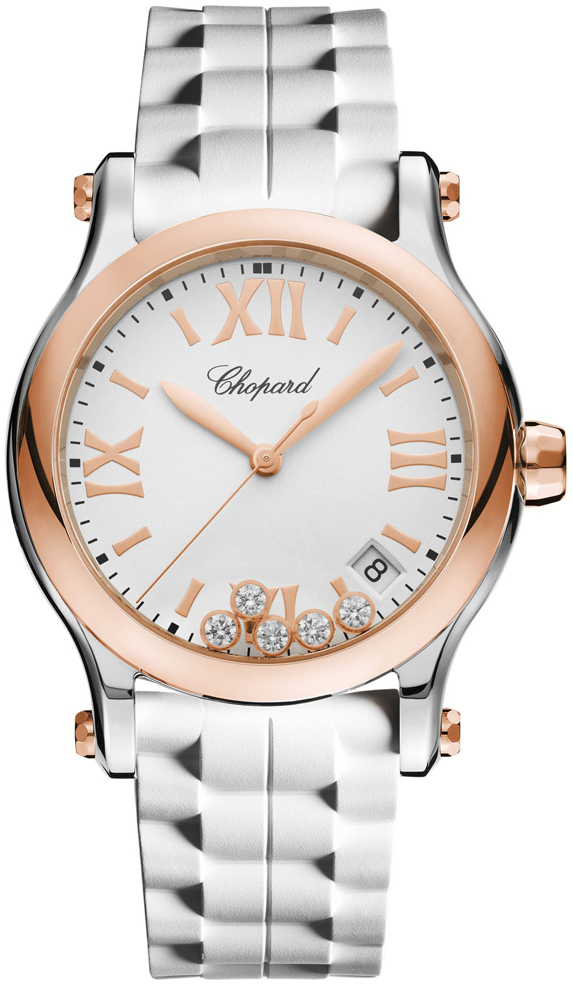 Chopard Naisten kello 278582-6001 Happy Sport Valkoinen/Kumi Ø36 mm