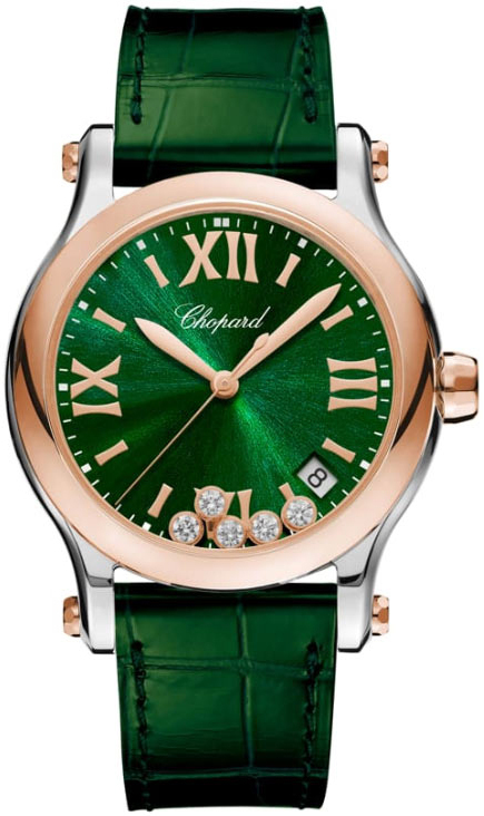 Chopard Naisten kello 278582-6005 Happy Sport Vihreä/Nahka Ø36 mm