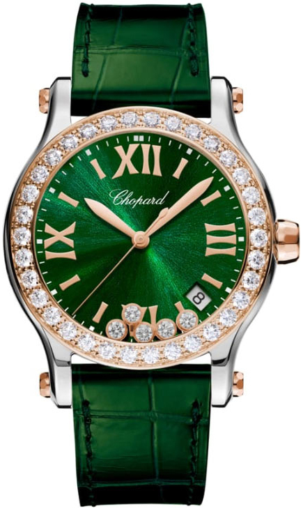 Chopard Naisten kello 278582-6007 Happy Sport Vihreä/Nahka Ø36 mm