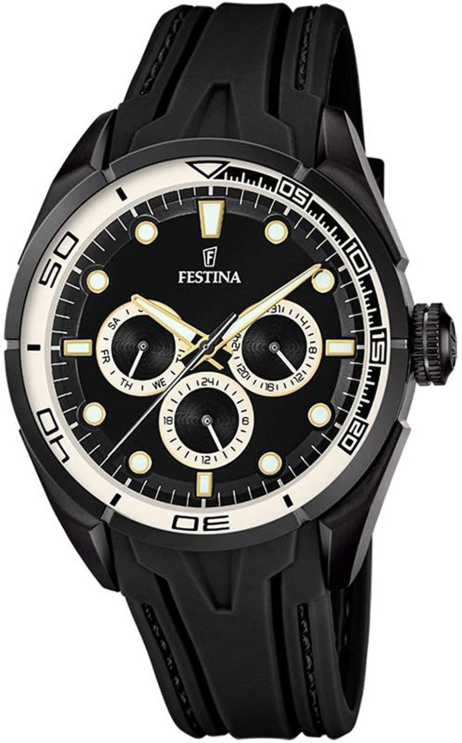 Festina Multifunction Miesten kello F16610-8 Musta/Kumi Ø44 mm