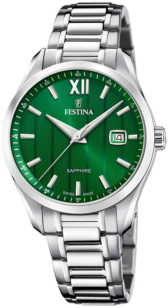 Festina Miesten kello F20026-3 Swiss Made Vihreä/Teräs Ø37.5 mm