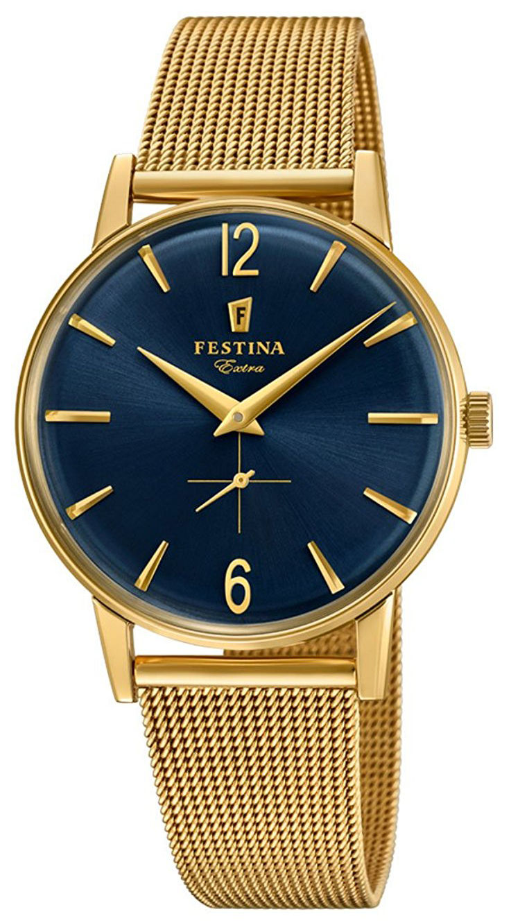 Festina Miesten kello F20253-2 Sininen/Kullansävytetty teräs Ø36 mm