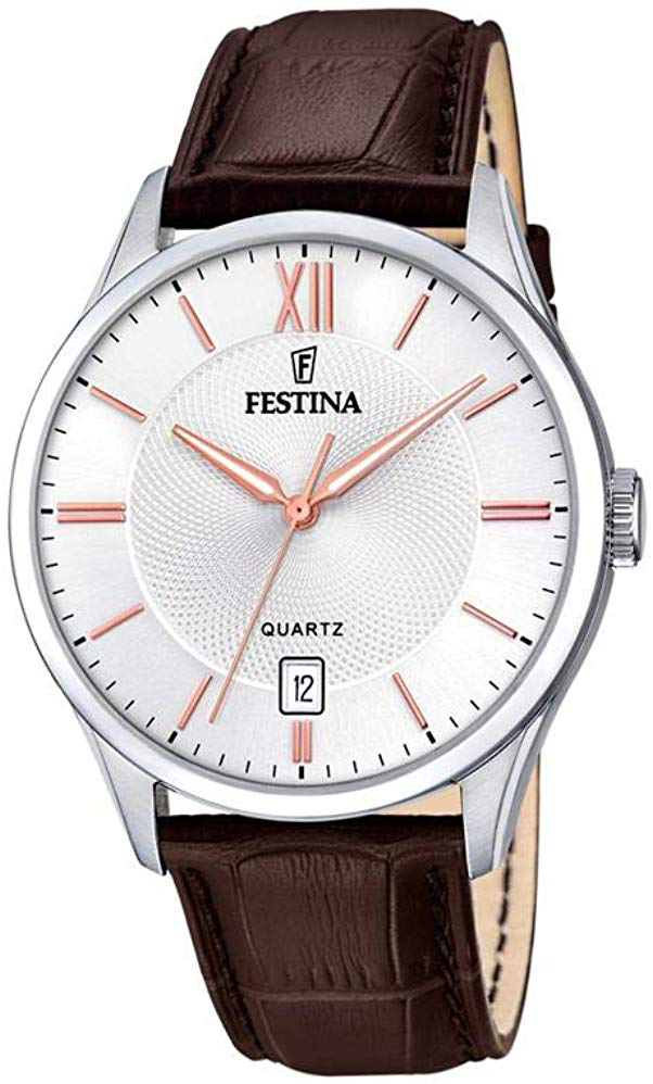 Festina Miesten kello F20426-4 Classic Valkoinen/Nahka Ø43 mm