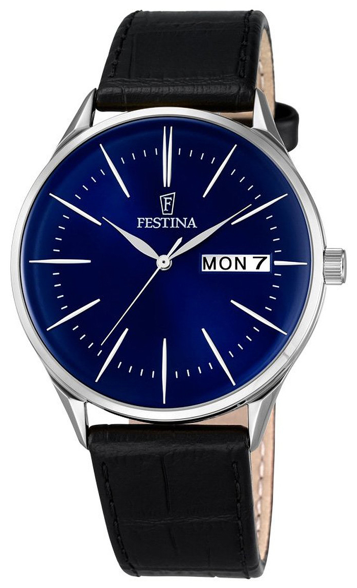 Festina Dress Miesten kello F6837-3 Sininen/Nahka Ø42 mm