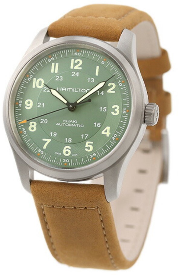 Hamilton Miesten kello H70205860 Khaki Field Vihreä/Nahka Ø38 mm