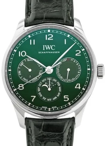 IWC Miesten kello IW344207 Portugieser Vihreä/Nahka Ø42.4 mm