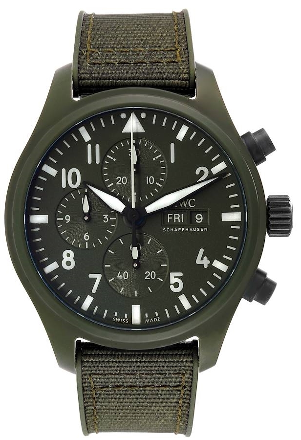 IWC Miesten kello IW389106 Pilots Vihreä/Kumi Ø44.5 mm