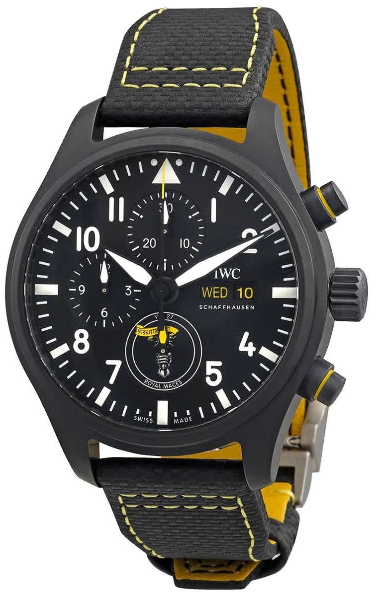 IWC Miesten kello IW389107 Pilots Musta/Nahka Ø44.5 mm