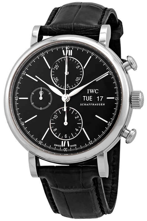 IWC Miesten kello IW391029 Portofino Musta/Nahka Ø42 mm