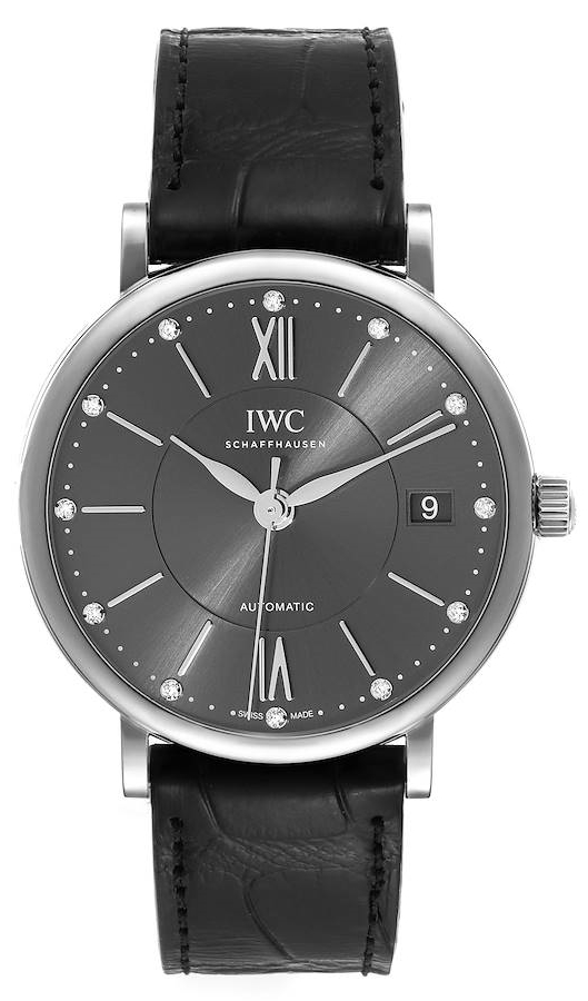 IWC Naisten kello IW458102 Portofino Musta/Nahka Ø37 mm