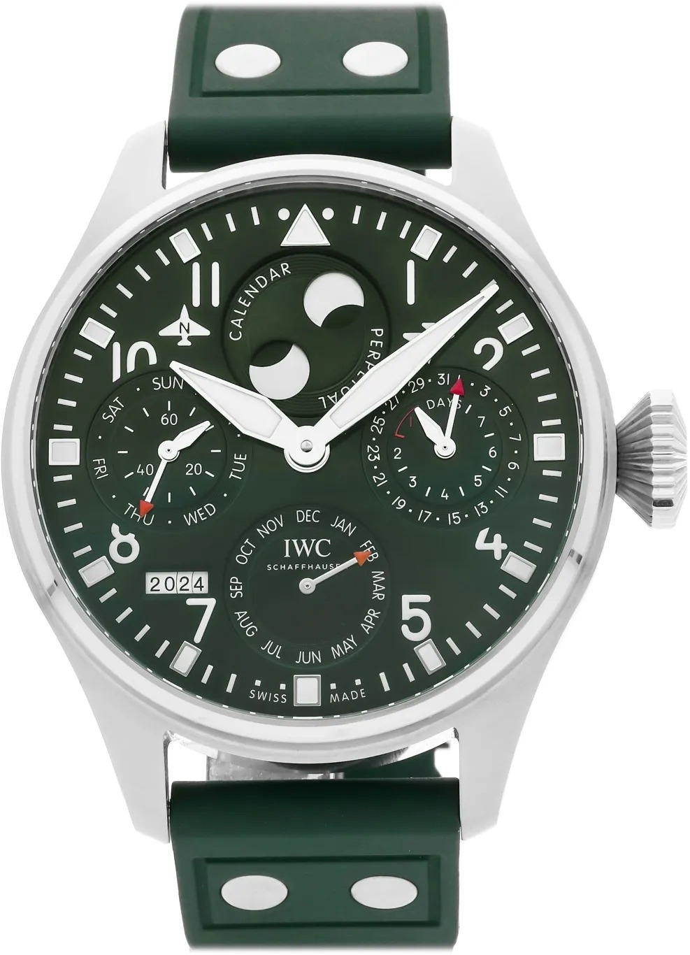 IWC Miesten kello IW503608 Big Pilot Vihreä/Kumi Ø46.2 mm