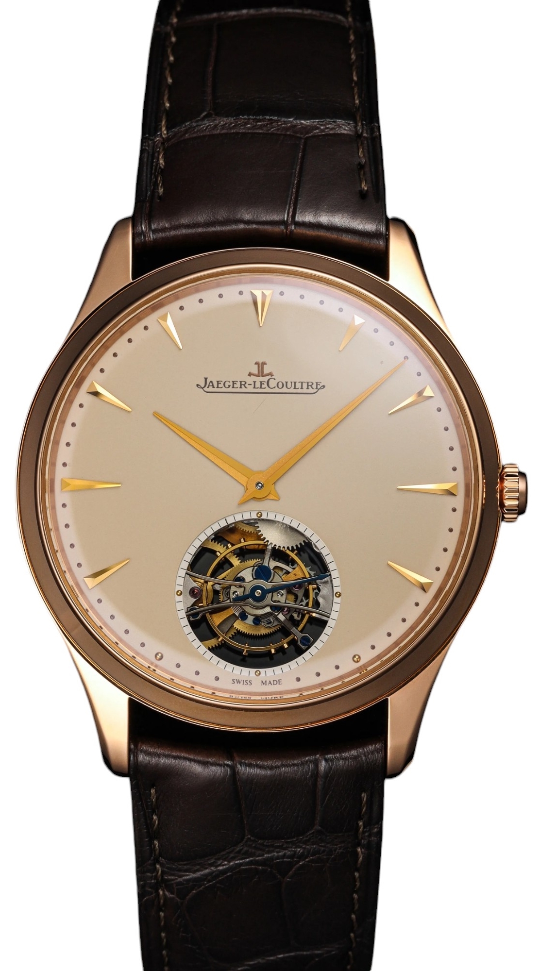 Jaeger LeCoultre Miesten kello 1682410 Master Ultra Thin Beige/Nahka