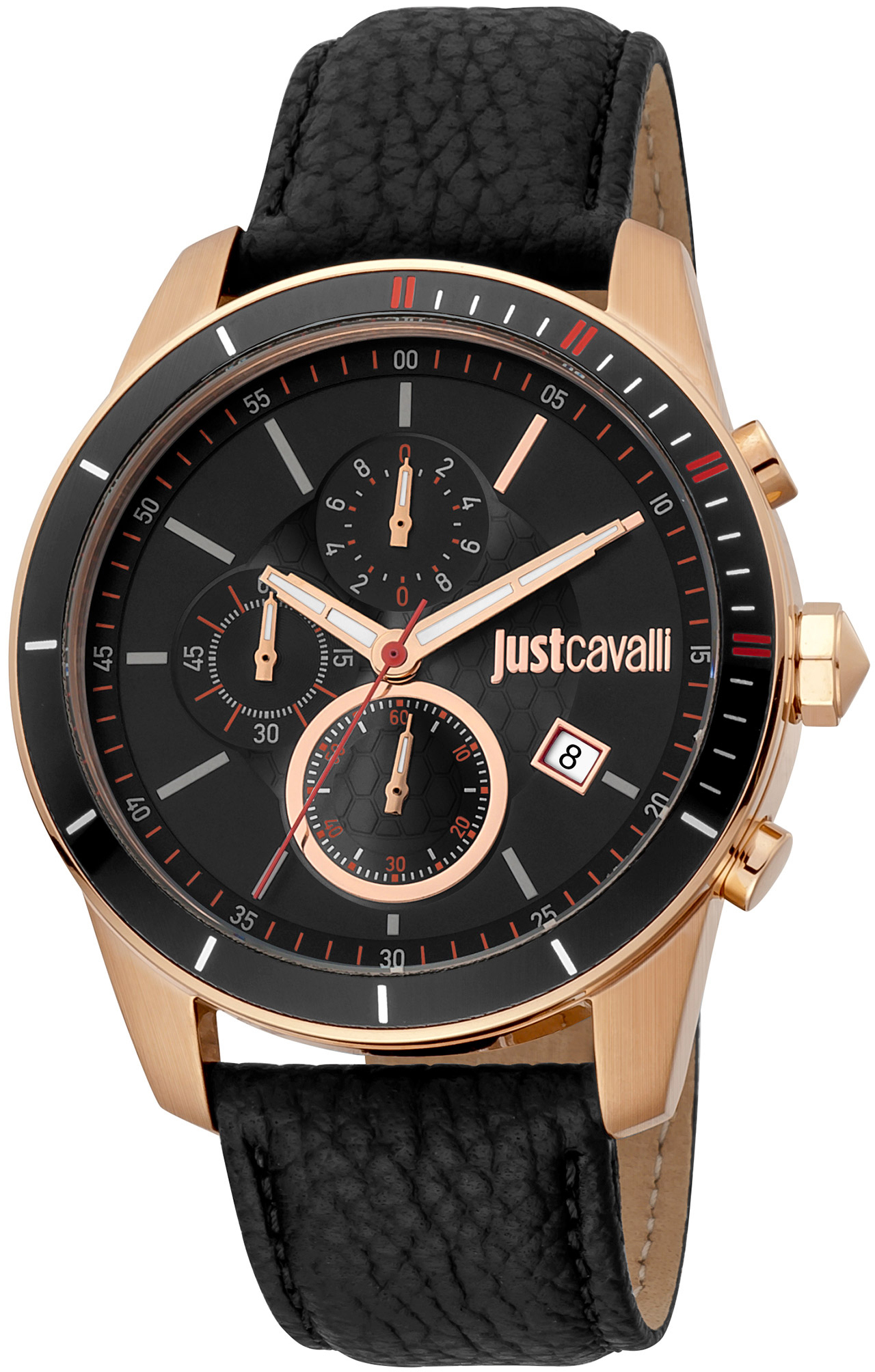 Just Cavalli Sport Miesten kello JC1G166L0025 Musta/Nahka Ø44 mm