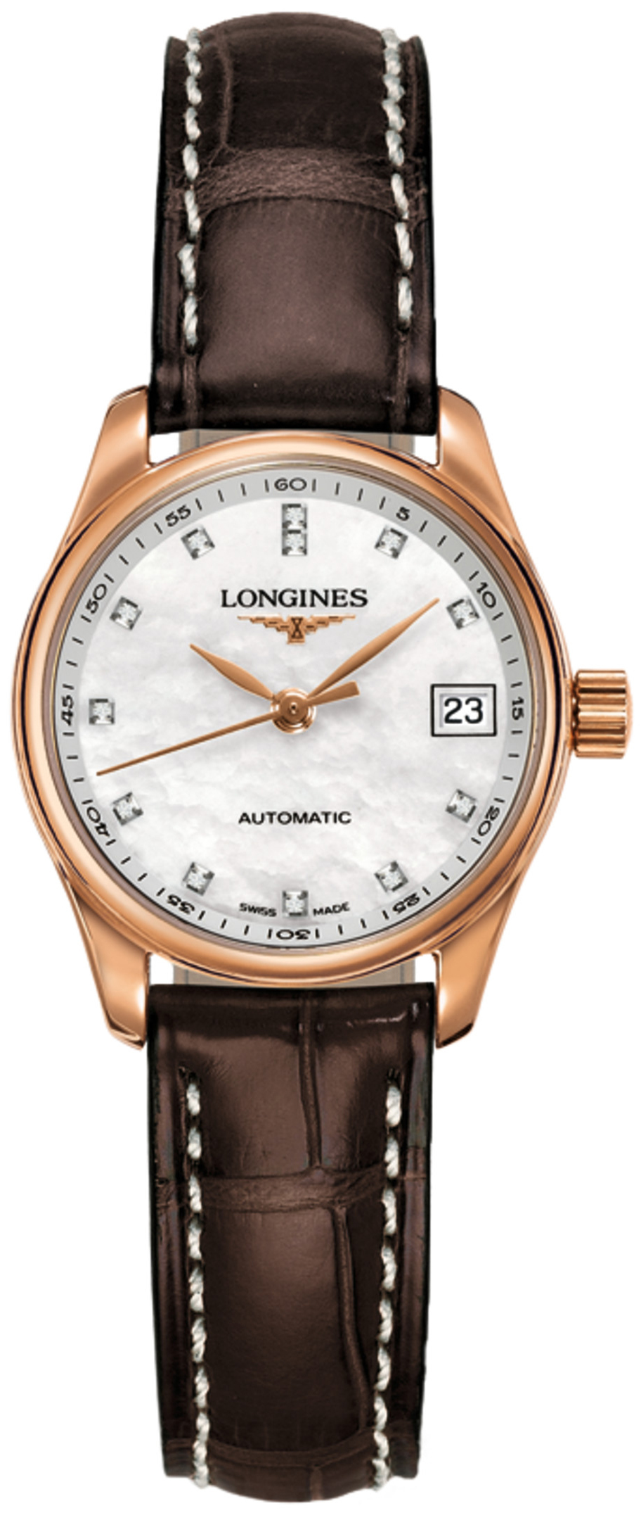 Longines Naisten kello L2.128.8.87.3 Master Valkoinen/Nahka Ø25.5 mm