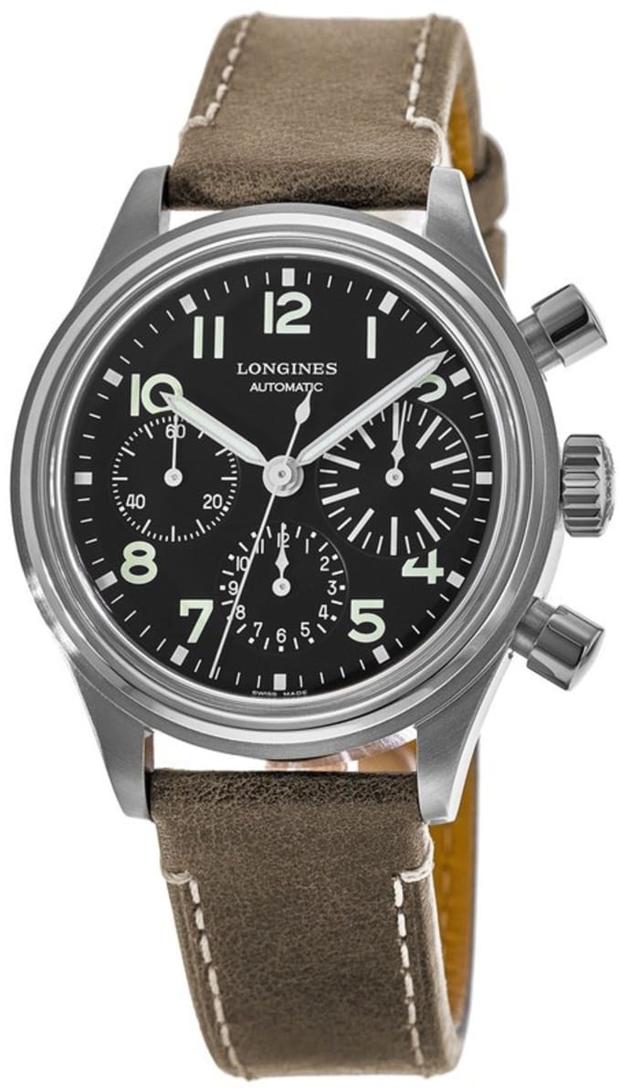 Longines Miesten kello L2.816.4.53.2 Avigation Big Eye Musta/Nahka