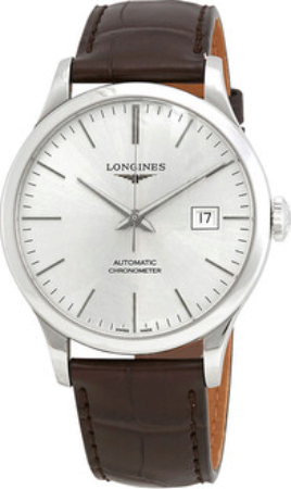 Longines Miesten kello L2.821.4.72.2 Record Hopea/Nahka Ø40 mm