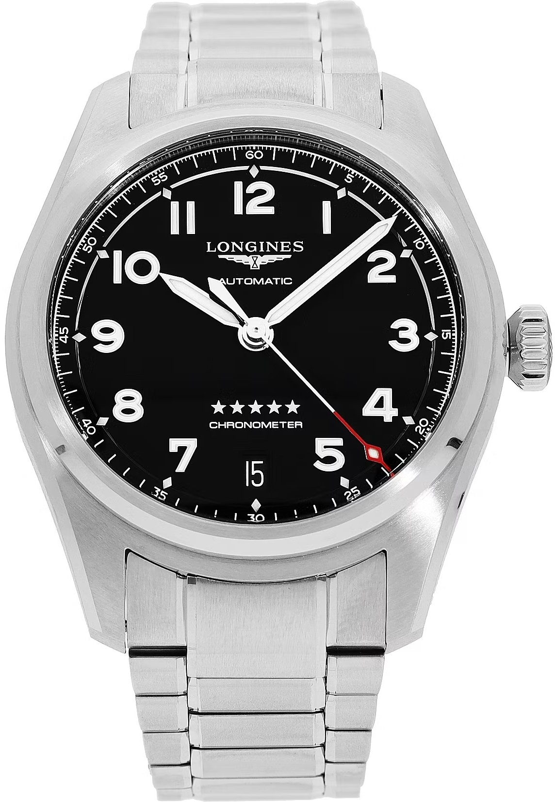 Longines L3.410.4.53.6 Spirit Musta/Teräs Ø37 mm