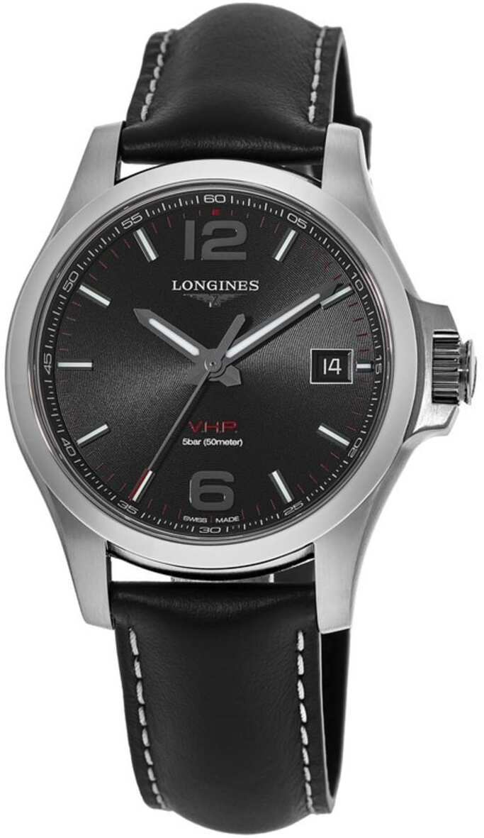 Longines Miesten kello L3.716.4.56.2 Conquest V.H.P. Musta/Nahka Ø41