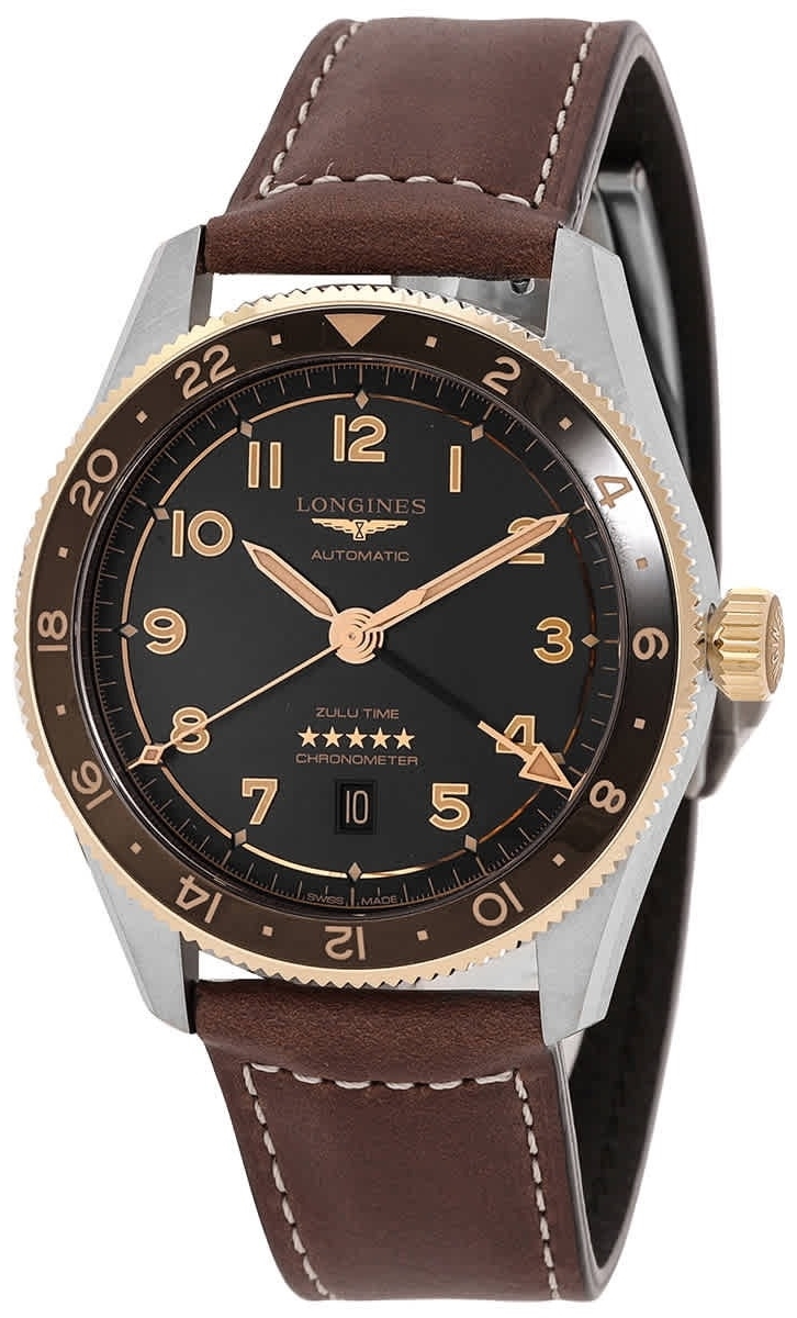 Longines Miesten kello L3.812.5.53.2 Spirit Zulu Time Musta/Nahka