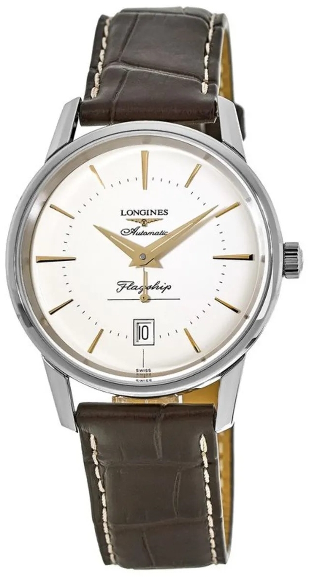 Longines Miesten kello L4.795.4.78.2 Heritage Hopea/Nahka Ø38.5 mm