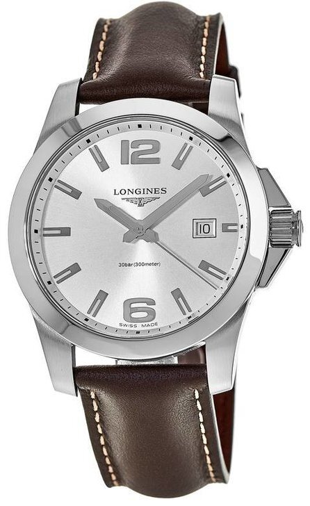 Longines Miesten kello L3.759.4.76.5 Conquest Hopea/Nahka Ø41 mm