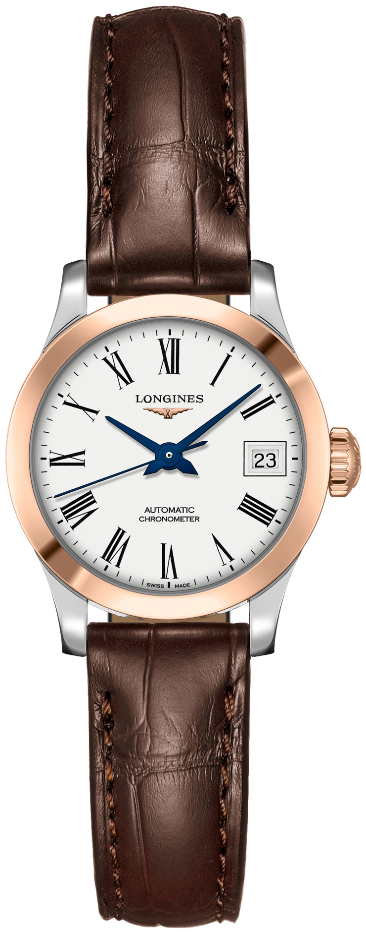 Longines Naisten kello L2.320.5.11.2 Record Valkoinen/Nahka Ø26 mm