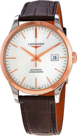 Longines Miesten kello L2.821.5.72.2 Record Hopea/Nahka Ø40 mm