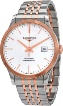 Longines Miesten kello L2.821.5.72.7 Record Hopea/18K punakultaa Ø40