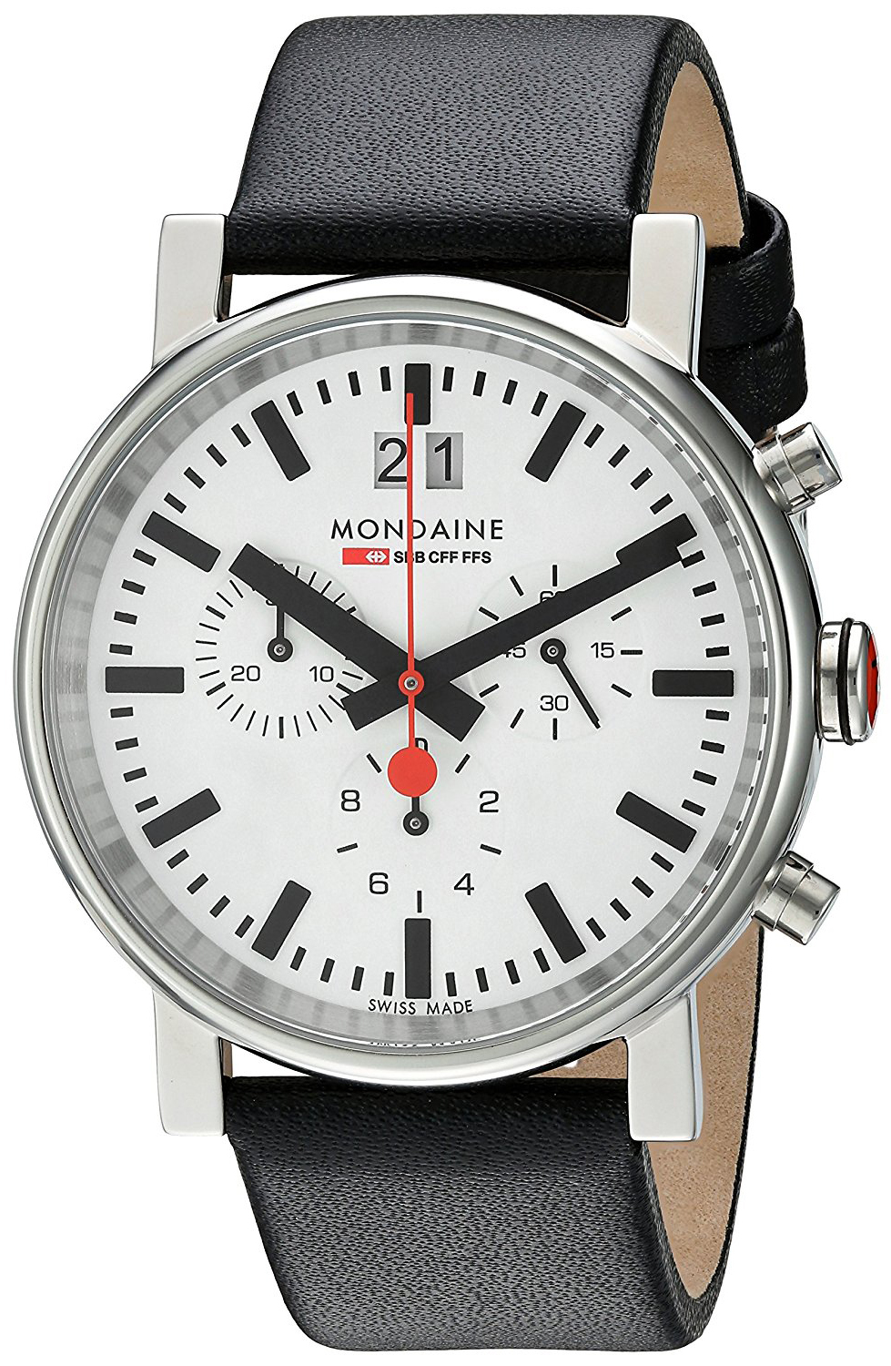 Mondaine Evo Big Miesten kello A690.30304.11SBB Valkoinen/Nahka Ø40