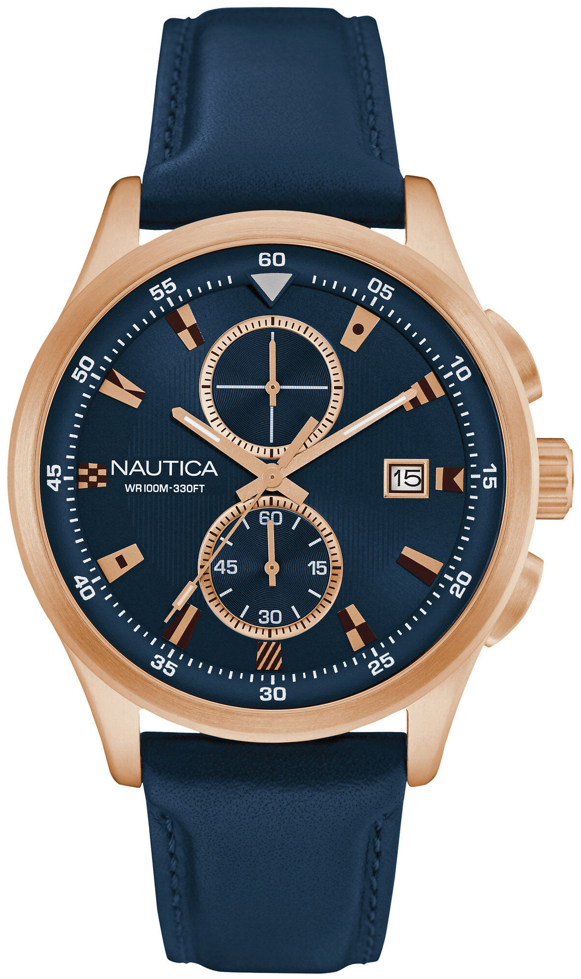 Nautica Miesten kello NAD19558G Sininen/Nahka Ø44 mm